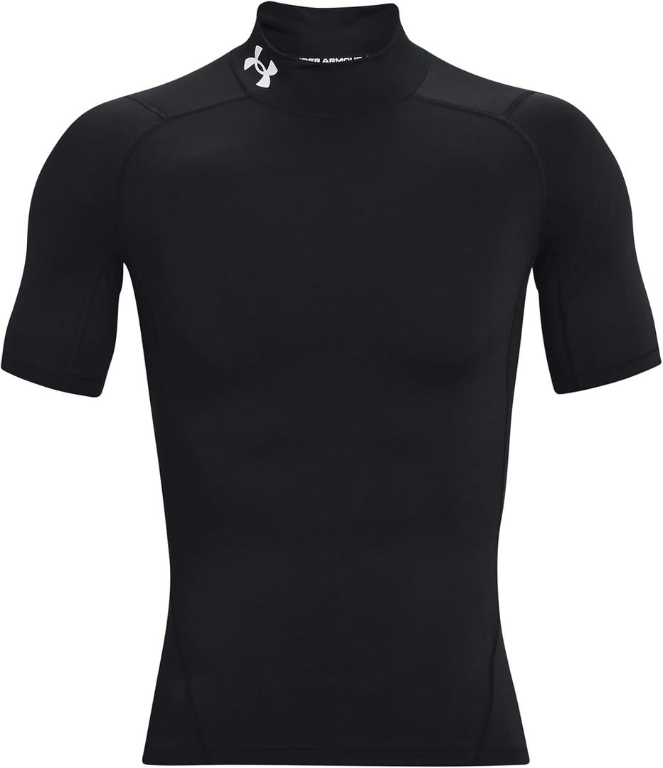 Under Armour Men's HeatGear Armour Comp Mock Short Sleeve T-Shirt, Black (001)/White, Small