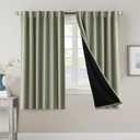 H.VERSAILTEX 100% Blackout Curtains for Bedroom with Black Liner Full Room Darkening Curtain 63 Inch Long Thermal Insulated Back Tab/Rod Pocket Window Treatment Drapes for Living Room, 2 Panels, Sage