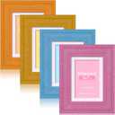 5x7 Glitter Picture Frame with Mat for 4x6, HD Real Glass Pastel Sparkle Photo Frames,Cute Fun or Unique 5 by 7 Artwork Frame for Tabletop or Wall Display Colorful 4 Pack