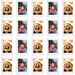 20 Pack Acrylic Polaroid Refrigerator Magnet Picture Frames, Clear Mini Frames for Instant Photos, 2.36 x 3.54 Inch Magnetic Instax Frame for Refrigerator Display