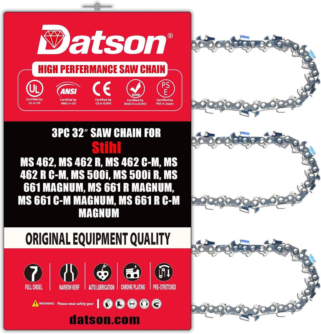 32 Inch Chainsaw Chain For STIHL MS 462, MS 462 R, MS 462 C-M, MS 462 R C-M, MS 500i, MS 500i R, MS 661 MAGNUM, MS 661 R MAGNUM, MS 661 C-M MAGNUM, MS 661 R C-M MAGNUM .050 3/8 105 DL