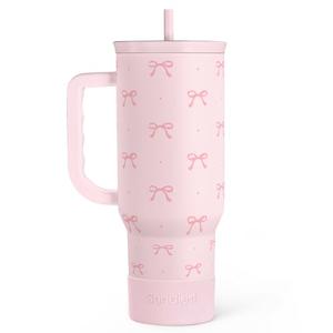 SANDJEST Gift for Women Girls - Coquette Bow Stainless Steel Tumbler with Handle, Travel Coffee Mug - Gifts for Birthday Christmas, 40oz