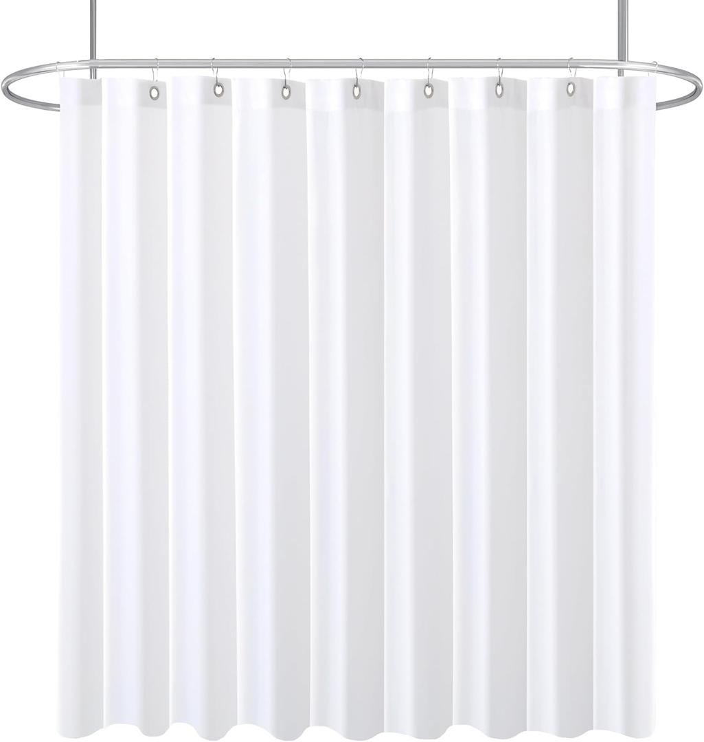 Biscaynebay Fabric Extra Wide Shower Liners for Clawfoot Tubs, White 180" by 72" Length, Water Resistant Fabric Rust Resistant Grommets Top Weighted Bottom Machine Washable