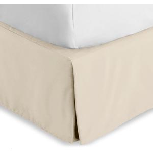 Bare Home Queen Bed Skirt - 15-Inch Tailored Drop Easy Fit - Bed Skirt for Beds - Center & Corner Pleats (Queen, Sand)