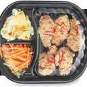 YANGRUI Meal Prep Container, 30 Pack 30oz BPA Free Reusable To Go Containers with Lids Shrink Wrap Microwave Dishwasher Freezer Safe Plastic 3 Compartment Bento Box (to go containers 30 oz, to go containers 3 compartment-Black)
