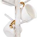 Dorhors Mug Holder Tree,Coffee Cup Holder with 6 Hooks, Wood Mug Rack for Counter,Coffee Bar Accessories and Orgnizer Station