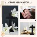Bucherry 4 Pack 7.87 Inch Wood Crosses with Stand, Wooden Crosses Easter Cross Tabletop Decor Religious Christian Gift Baptism Centerpiece for Table Craft Wedding Church Sunday First Communion (Black)