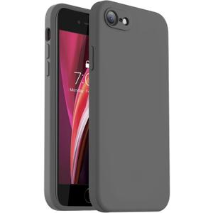 Vooii for iPhone SE Case 2022/3rd/2020,iPhone 8/7 Case, Upgraded Liquid Silicone with [Flat Edges] [Camera Protection] [Soft Anti-Scratch Microfiber Lining] Phone Case for iPhone SE - Dark Grey
