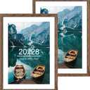 Hongkee 20x28 Picture Frame Set of 2, Rustic Black Wood Style - Display 16x24 Picture with Mat or 20 x 28 Poster without Mat, Wall Mounting Horizontal and Vertical