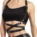 Punk Waist Belt Fashion Strap Gothic Black Leather Waist Belts Leather Chest Harness Belt for Women Gothic Body Adjustable Waist Belts Rave Party Accessories