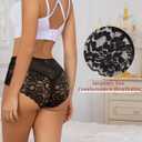 Sexy High Waisted Underwear for Women Plus Size Briefs Breathable Lace Panties High Waisted Cheekster Granny Panties (XL)