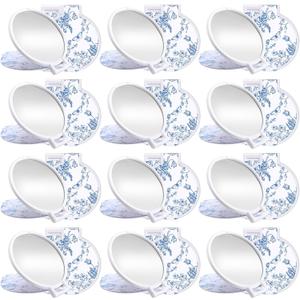 24 Pcs Blue Floral Mini Compact Mirrors Bulk Small Pocket Bridesmaid Mirrors for Bridal Shower Party Favors Purse Travel Makeup Folding Glass Gift for Women Wedding Guest Birthday