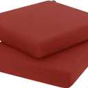 Favoyard Outdoor Chair Cushion 19 x 19 x 3 Inch Rainproof & 3-Year Fade Resistant Patio Furniture Cushions with Removable Cover and Adjustable Ties for Garden Sofa Couch Pads Set of 2, Red