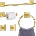 Brushed Gold Toilet Paper Holder Towel Bar Set, 5 Pieces Bathroom Hardware Accessories Set, 23.6 Inch Stainless Steel Towel Racks for Bathroom Wall Mounted