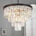 MarkDee Modern Chandeliers Crystal with Light, 11 Lights Black Crystal Chanderlier Lighting, 4-Tier Pendant Lights for Dining Room Living Room (23.62inch)