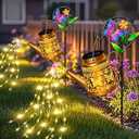 Solar Watering Can Lights,2 Pack Butterfly Lanterns with Butterfly Shepherd Hook,Waterproof Solar Garden Lights for Landscape Pathway Yard Backyard,Garden Decor Gifts for Mom Grandma Women