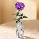 HDCRYSTALGIFTS 10'' Purple Crystal Rose Flower Figurine with Vase,Rose Gifts for Women Mom Wife Grandma,Glass Flower Collectible Ornament Mother's Day Valentines Day Anniversary Birthday Gifts