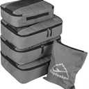 5 Set Packing Cubes for Travel Large Suitcase Luggage Organizer Bags Travel Accessories Vacation 4 Cubes 1 Laundry Pouch Bag (Gray)