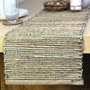 Chardin Home Natural Jute Table Runner 13x72 Inch  Vintage Boho Rustic Table Decor  Handwoven Table Runner in Natural Jute and Green  Farmhouse Dining or Console Table Accent