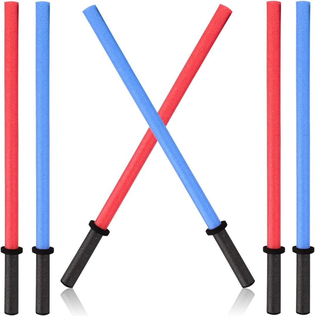 29-Inch Pool Noodles Foam Saber Toy Light Swords - Kids Bulk Party Favors - Ideal for Pools, Backyard, Summer Outdoors Play (6 Pack)