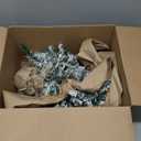 Unves 24 Inch Tabletop Mini Christmas Tree Set,Small Snow Flocked Prelit with Warm LED Lights,Star Treetopper,Plastic Pine Cones,Berrys and Hanging Ornaments for DIY Decorations