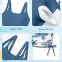 Girls Tankini Swimsuit 2 Piece Bathing Suits for Girls Square Collar Swim Tank Top and Drawstring Bottoms for 15-16Y