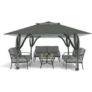 Pop Up Canopy Tent 13x13 FT with 4 Sidewalls, Outdoor Easy Setup Gazebo with Wheeled Carry Bag, Heavy Duty Shelter with UV-Resistant Top, Portable Instant Shade for Garden Camping, Grey