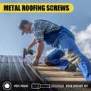 JEGONFRI 300pcs #10 x 1 Black Hex Head Self-Drilling Metal Roofing Screws, EPDM Washer, Colored Head, Wood Screws, Sheet Metal Roof Screw with Hex Driver Bit