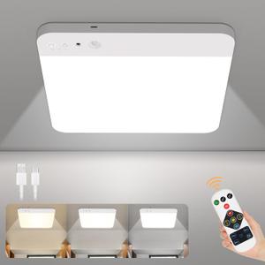 Rechargeable Motion Sensor Closet Light with Remote - Magnetic Wireless Ceiling Lights, 400LM Closet Lights Motion Sensored Indoor for Bathroom Shower Pantry Stairs Hallway (1 Pack), White 