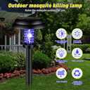 Qualirey 4 Pcs Solar Bug Zapper Waterproof Mosquito Zapper Killer and Lighting Repellent Lamp for Indoor Outdoor Use Garden Patio(Plastic,Black Exterior/Purple & Warm Light)