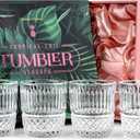 GLASSIQUE CADEAU Vintage Pineapple Lowball Glasses for Gin and Cocktails | Set of 4 | 10 oz Heavy Crystal Short Old Fashioned Rocks Tumblers for Bar Drinks | Tropical Glassware Collection