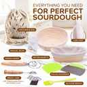 Laura's Green Kitchen Complete Sourdough Starter Kit  Sourdough Bread Baking Supplies with 2 Banneton Bread Proofing Basket, Linen Liners, Bread Lame, 5 Bread Blade for Scoring Dough, Scraper & More
