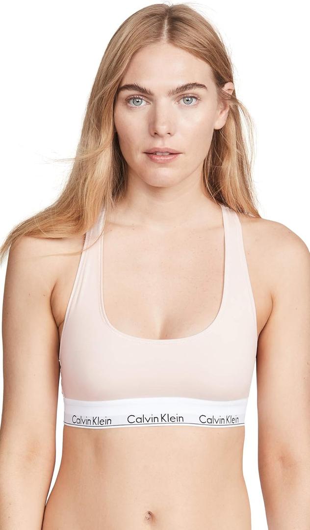 Calvin Klein Women's Modern Cotton Unlined Wireless Bralette (X-Large Plus, Nymph's Thigh)