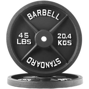 Fitvids 1 Inch Standard Barbell Weight Plates, 2.5 LB to 45 LB Plates for Home Gym Strength Training, Deep Grip Edge
