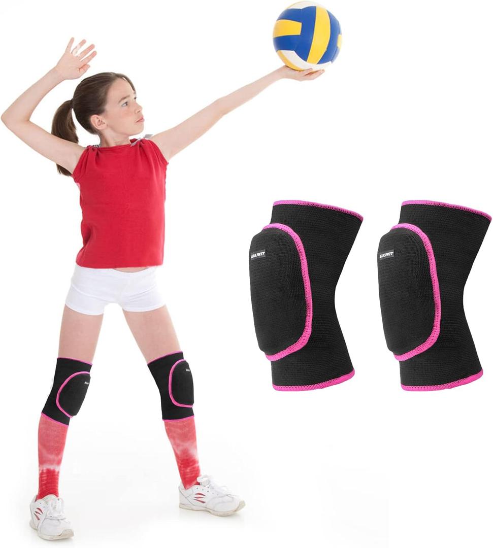 ONTYZZ Kids Knee Pads with Thicken Sponge Padding Breathable Stretchy Cotton Knee Pads Soft Knee Pads Guards Protective for Roller Skateboard Bike Scooter Outdoor Sports (Small, Black-Pink)