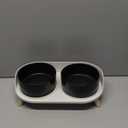 Elevated Ceramic Dog Bowl Set - Double Dog Feeding Bowls with Stand Splash Proof - Raised Dishes for Food and Water - Ideal for Small to Medium Dogs - 2 x 850 ml - 28.74 oz (Black)