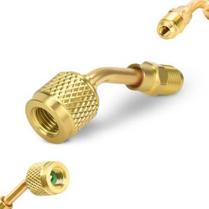 Upgraded A2L R-32 R-454B Adapter, 1/4" Left-Hand Female to 1/4" Right-Hand Male Flare Fittings, for R-32/R-454B A2L Refrigerant LH Tanks and RH Service Hose, Brass HVAC Charging Adapter (45  1)