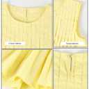 Wyeysyt Womens Pleated Peplum Tops Summer Sleeveless Ruffled Tank Tops Babydoll Blouse Casual Shirred Flowy Shirts (Yellow)