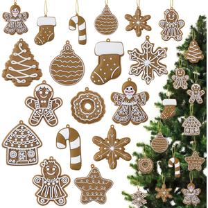 Gingerbread Christmas Decorations for Tree, 24pcs Cooking Gingerbread Man Hanging Ornaments PVC Assorted Party Favors, Cute Cookie Crafts Christmas Decorations for Xmas Trees Holiday