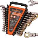 HORUSDY 12-Piece SAE Flex-Head Ratcheting Wrench Set with Organizer | 1/4 to 7/8 Ratchet Combination Wrenches Set | 72-Teeth | Chrome Vanadium Steel