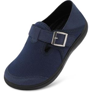 XIHALOOK Womens Walking Shoes Wide Toe Barefoot Shoes Zero Drop Minimalist Loafer with Adjustable Strap Slip on Clogs (Navy) 9 wide