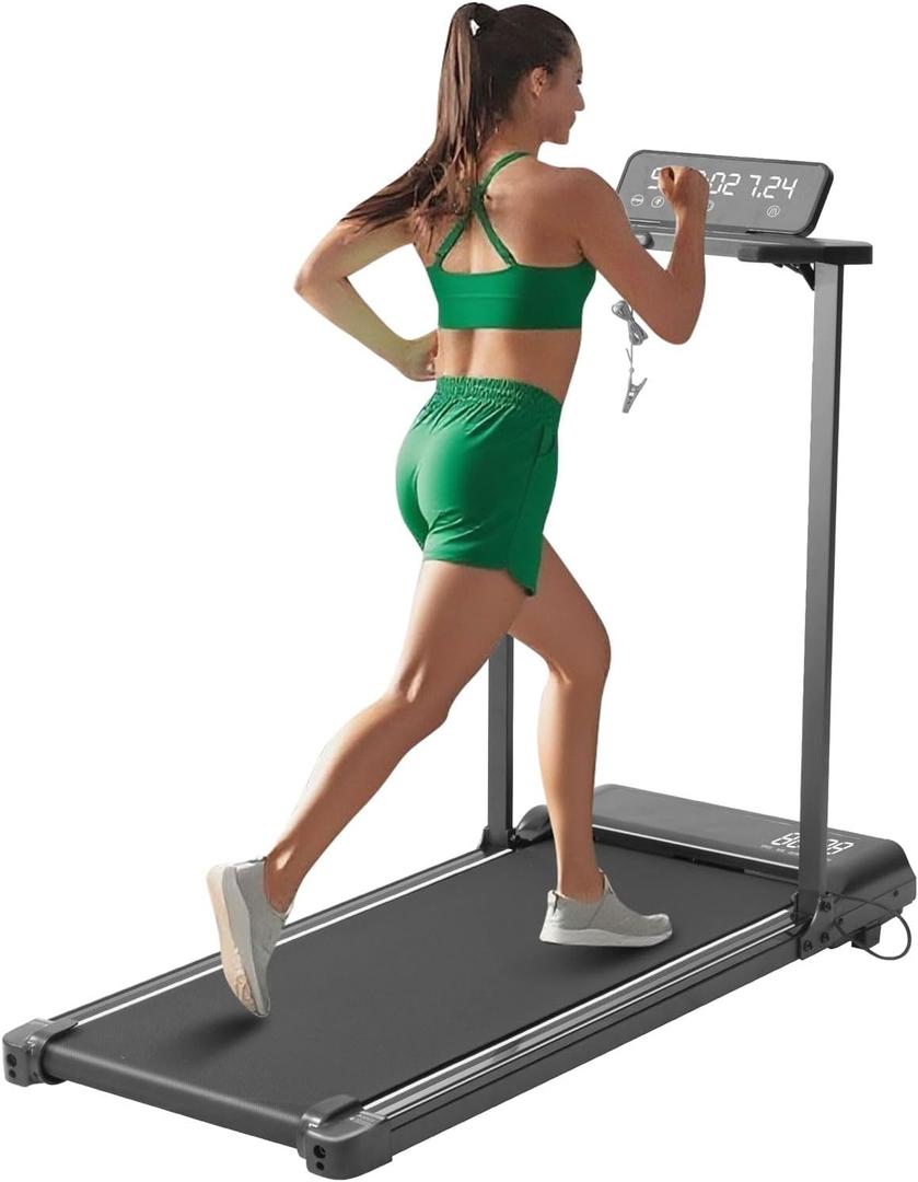 Compact Walking Pad with Handle Bar, Foldable Electric Treadmill with Handles and 3.5HP Powerful, Portable Small Walking Pads Treadmill for Home Small Spaces,400LBS Weight Capacity