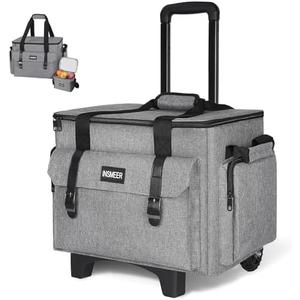 INSMEER Rolling Teacher Bag with Wheels, Padded Laptop Compartment for up to 15.6 Inches Laptop, Wheeled Teacher Tote Bag with Insulated Lunch Bag Gift for Teaching, Office, Nursing