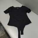 MANGOPOP Sweetheart V Neck Bodysuits for Women Long Short Sleeve Body Suits Tops Shirt (Large)