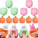 12Pcs Easter Eggs Squishy Bunny, Easter Basket Stuffers, Cute Rabbits Hide in Broken Easter Eggs or Carrots, Pop Up Carrot Bunny Stress Relief Squeeze Toys for Easter Eggs Hunt