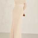 PRETTYGARDEN Fall Dresses for Women 2025 Elegant Off The Shoulder Long Sleeve Formal Wedding Guest Bodycon Maxi Dress(Apricot,Small)