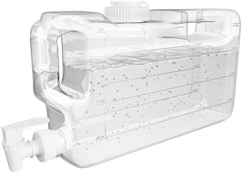 Refrigerator Water Dispensers 1.1 Gallon Slim Bottle with Spigot - BPA Free Plastic Leak-Proof Rectangle Water Jug with Spout | Refillable Fridge Water Container, Convenient Handles