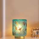 Battery Operated Lamp with Timer, Cordless Table Lamps for Room Decor,Small Table Lamp with LED Bulb, Glass Lamps Beside Table Light for Living Room,Bedroom (Blue)