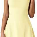 QINSEN Womens Square Neck Tennis Dress Sleeveless Built in Shorts Golf Athletic Dress with Pockets, Large