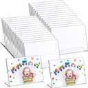 Tuanse 48 Pcs 5 x 3.5 Inch Acrylic Frame, Acrylic Sign Holder Clear Picture Holder Horizontal Display Photo Booth Frame with Slanted Back for Home Office Wedding Birthday
